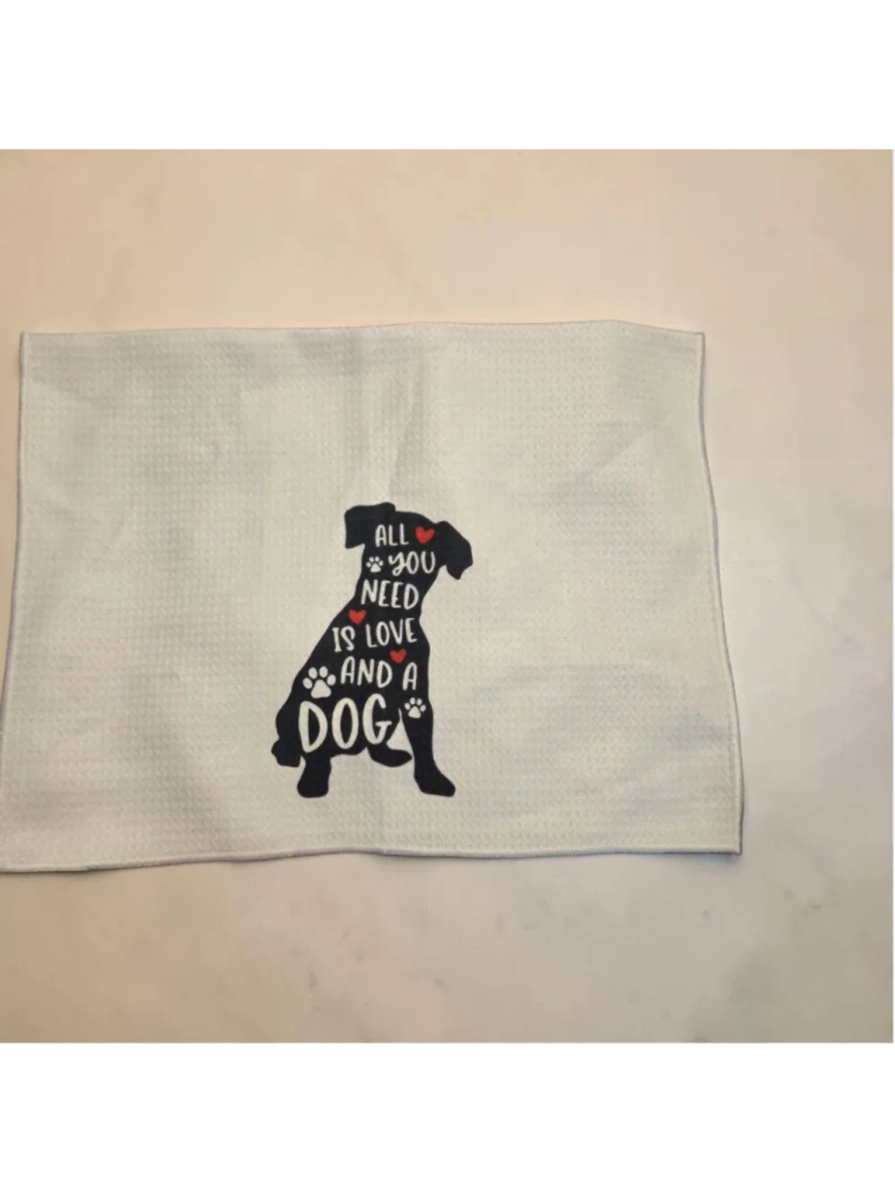 Unbranded Kitchen Linen One Size White Black Dog Print Towel